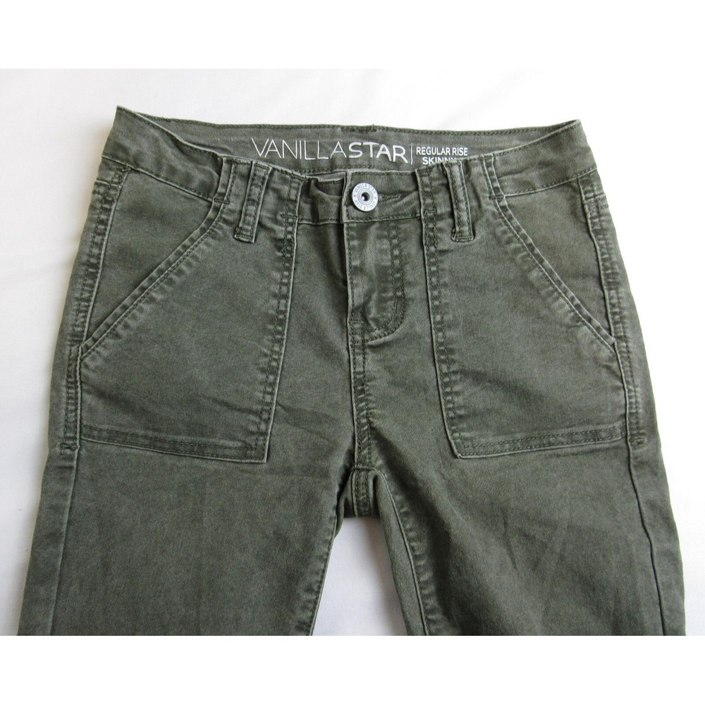 Vanilla Star Front Square Pocket Skinny Pants Army Green Juniors Size 3